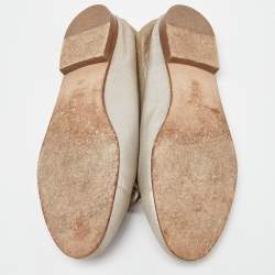 Pre Owned  Chanel Beige Suede Cap Toe Bow Ballet Flats Size 40