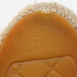 Chanel Beige/Black Leather CC Espadrille Flats Size 37