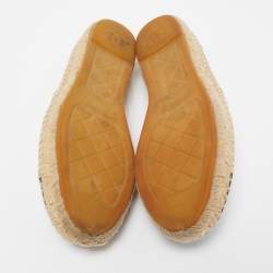 Chanel Beige/Black Leather CC Espadrille Flats Size 37