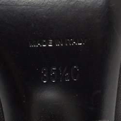 Chanel Black Leather Faux Pearl Open Toe Ankle Booties Size 35.5