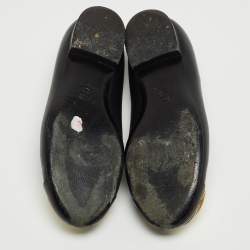 Pre Owned Chanel Black Leather CC Camelia Ballet Flats Size 37