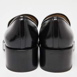 Pre Owned Chanel Black Leather CC Loafers Size 38