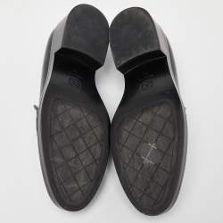 Pre Owned Chanel Black Leather CC Loafers Size 38