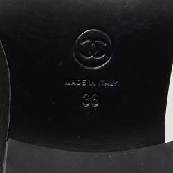 Pre Owned Chanel Black Leather CC Loafers Size 38