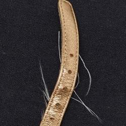 Chanel Gold Leather Embellished Toe Ring Strappy Flat Sandals Size 36