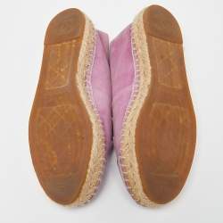 Pre Owned Chanel Pink Suede CC Espadrille Flats Size 36