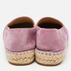 Pre Owned Chanel Pink Suede CC Espadrille Flats Size 36