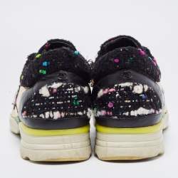 Pre Owned Chanel Tweed Fabric and Leather CC  Sneakers Size 41