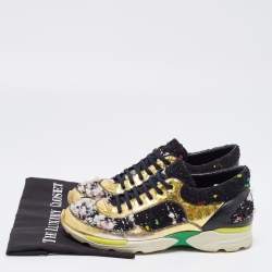 Pre Owned Chanel Tweed Fabric and Leather CC  Sneakers Size 41