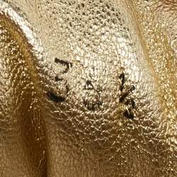 Pre Owned Chanel Pink/Gold Tweed and Leather CC Low Top Sneakers Size 35.5