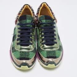 Pre Owned Chanel Multicolor Tweed Fabric and Leather CC Sneakers Size 41