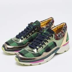 Pre Owned Chanel Multicolor Tweed Fabric and Leather CC Sneakers Size 41