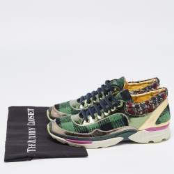 Pre Owned Chanel Multicolor Tweed Fabric and Leather CC Sneakers Size 41