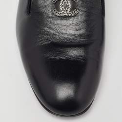 Pre Owned Chanel Black Leather CC Loafers Size 38.5