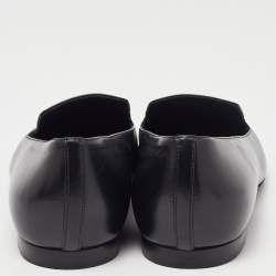 Pre Owned Chanel Black Leather CC Loafers Size 38.5