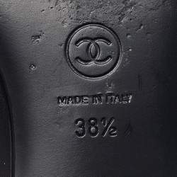 Pre Owned Chanel Black Leather CC Loafers Size 38.5