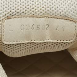 Chanel White/Beige Suede and Canvas CC Low Top Sneakers Size 41