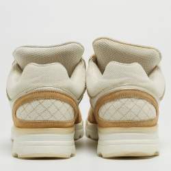 Chanel White/Beige Suede and Canvas CC Low Top Sneakers Size 41