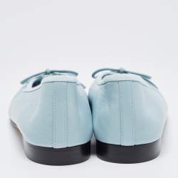 Chanel Blue/Black Leather CC Cap Toe Ballet Flats Size 36