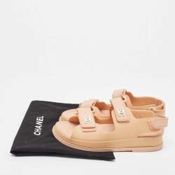 Pre Owned Chanel Beige Rubber Dad Slingback Sandals Size 38
