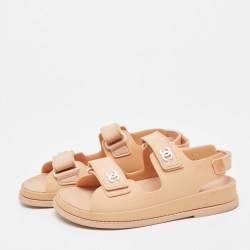 Pre Owned Chanel Beige Rubber Dad Slingback Sandals Size 38