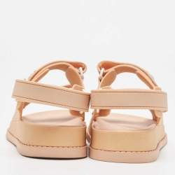 Pre Owned Chanel Beige Rubber Dad Slingback Sandals Size 38