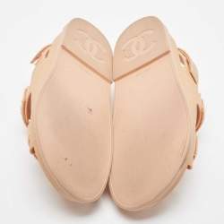 Pre Owned Chanel Beige Rubber Dad Slingback Sandals Size 38