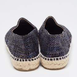 Pre Owned Chanel Metallic Tweed and Leather Cap Toe CC Espadrille Flats Size 41