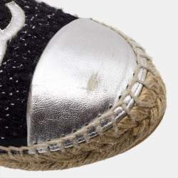 Chanel Black/Sliver Tweed and Leather CC Ballet Flats Size 39