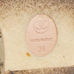 Pre Owned Chanel Beige Jute CC Cap Toe Lace Up Oxfords Size 36