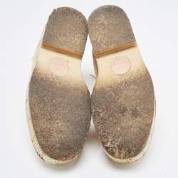 Pre Owned Chanel Beige Jute CC Cap Toe Lace Up Oxfords Size 36