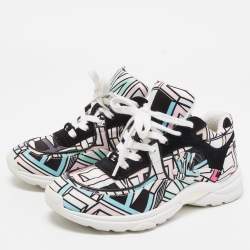 Pre Owned Chanel Multicolor Abstract Print Satin and Suede CC Logo Trainer Low Top Sneakers Size 35.5