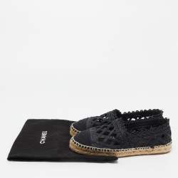 Pre Owned Chanel Black Woven Raffia and Grosgrain Fabric CC Cap Toe Flat Espadrilles Size 37