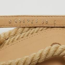 Pre Owned Chanel Biege Rope and Leather Dad Sandals Size 38