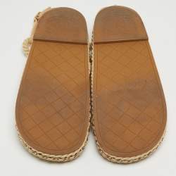 Pre Owned Chanel Biege Rope and Leather Dad Sandals Size 38