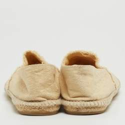 Chanel Beige/Black Canvas CC Cap Toe Espadrille Flats Size 40