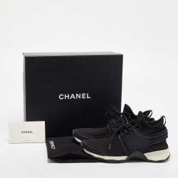 Pre Owned Chanel Black Fabric CC High Top  Sneakers Size 37