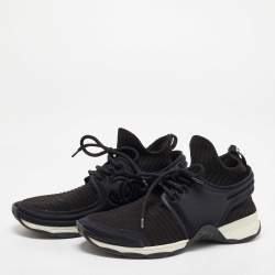 Pre Owned Chanel Black Fabric CC High Top  Sneakers Size 37