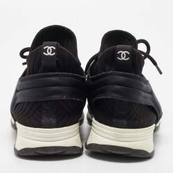 Pre Owned Chanel Black Fabric CC High Top  Sneakers Size 37