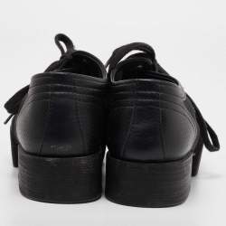 Pre Owned Chanel Black Leather And Mesh Platform Low Top Sneakers Size 37.5