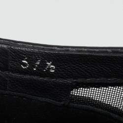 Pre Owned Chanel Black Leather And Mesh Platform Low Top Sneakers Size 37.5