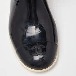 Chanel Black Rubber Camelia Rain Boots Size 38