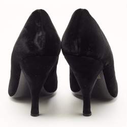 Pre Owned Chanel Black Velvet Embellished CC Pumps Size 37