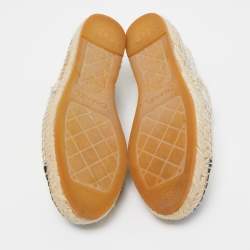 Chanel Cream Logo Print Canvas Espadrille Flats Size 36