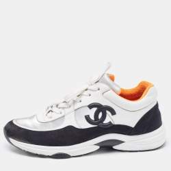 Pre Owned Chanel Multicolor Suede and Leather CC Low Top Sneakers Size 39.5