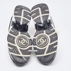 Pre Owned Chanel Multicolor Suede and Leather CC Low Top Sneakers Size 39.5