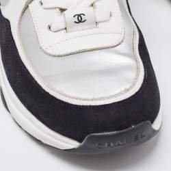 Pre Owned Chanel Multicolor Suede and Leather CC Low Top Sneakers Size 39.5