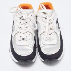 Pre Owned Chanel Multicolor Suede and Leather CC Low Top Sneakers Size 39.5