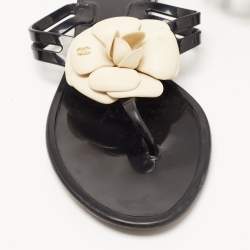 Chanel Black Jelly Camellia Thong Flats Size 40