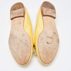 Chanel Yellow Patent Leather Bow CC Ballet Flats Size 36.5